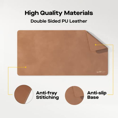 Mobile Pixels Desk Mat, Multifunctional Waterproof (Oak Brown) | Spill-resistant, Non-slip base, Upscaled Stitched Large Extended PU Leather Protective Pad for Desk and Monitor 31.5"x15.75" - color: Oak Brown