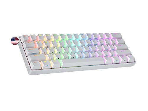 Ranked S60 Supernova 60% Form Factor | Hot Swappable Mechanical Gaming Keyboard | 61 Keys Multi Color RGB LED Backlit for PC/Mac Gamer (White, Gateron Optical Speed Yellow) - color: White, size: Gateron Optical Speed Yellow