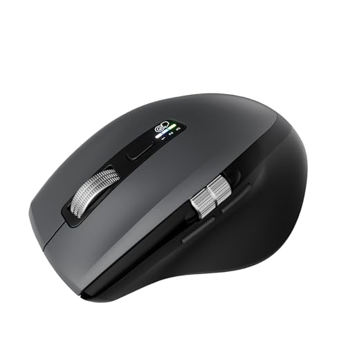 INFINMIND Wireless Side Scroll Mouse with Multi-Device, Ergonomic Computer Mice with Smart Flying Scroll, Quiet Click, 4-Level DPI for Computer, Laptop, iPad, Tablet, MacBook (Grey) - color: Grey