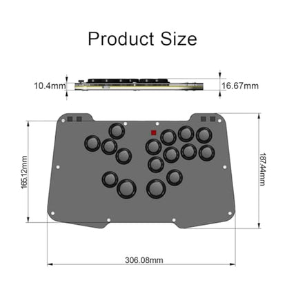 BITFUNX Duelpad Leverless Controller Arcade Stick, Zen16 Arcade Controller for PC/PS3/PS4/PS5/Switch/Steam, All-Button Arcade Fight Stick with SOCD/TURBO/Custom RGB/Hot-Swap/Low-Profile Switch - size: Extra Large