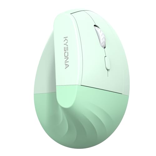 KYSONA EM18 Wireless Ergonomic Vertical Mouse, Ergo Design, Bluetooth Cordless Mouse for Medium/Large Hands, Silent Click, 5-Level Adjustable DPI, Carpal Tunnel Mice for Computer/PC/Mac/Laptop, Green - color: Green