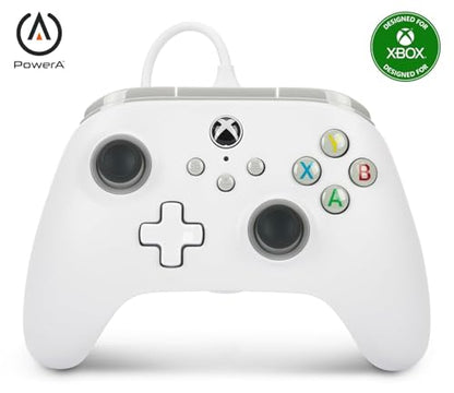 PowerA Wired Controller for Xbox Series X|S - White, gamepad, wired video game controller, gaming controller, works with Xbox One - style: White