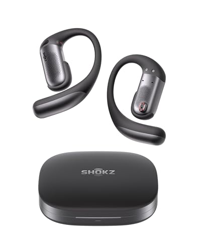 SHOKZ OpenFit Pro Open-Ear Earbuds with Noise Reduction, Dolby Atmos, Black | Bundle with Gym Bag; Deep Bass, 50H Playtime, AI call clarity; Bluetooth 6.1; IP55 Secure all-day fit; Gym/Office/Cafe use - color: Black