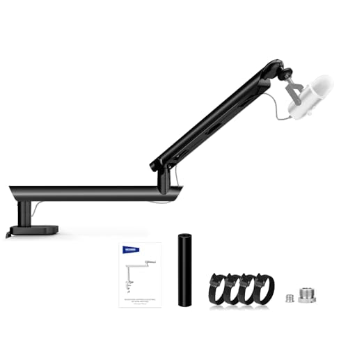 NEEWER Microphone Stand, Low Profile Damped Mic Holder Boom Arm Desk Mount with Ball Head & 3/8" 5/8" Adapters Compatible with Blue Yeti Snowball HyperX QuadCast SoloCast Shure, Max Load 3.3 lb, MS007 - style: MS007