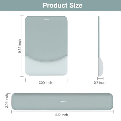 MOSISO Wrist Rest Support Mouse Pad & Keyboard Set, Powder Blue | Rectangular Ergonomic Mousepad, Non-Slip Base, Home/Office Pain Relief & Easy Typing, Neoprene Cloth & Raised Silicone Lining - color: Powder Blue