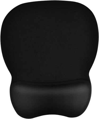 EooCoo Ergonomic Mouse Pad with Wrist Rest, Memory Foam Support Mousepad | Non-Slip Base for Computer, Cafe, Home & Office, 9.64 x 8.26 in Office Desk Accessories, Carpal Tunnel Relief - color: Black