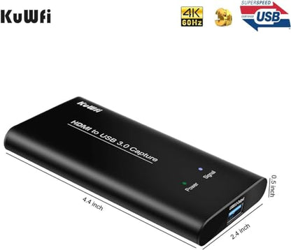 KuWFi HDMI to USB3.0 Audio Video Capture Cards Game Streaming Live Stream Broadcast 1080P for All HDMI Devices Such as Laptop/PS4/Swi/Xbox