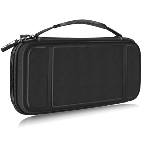 FINTIE Carrying Case for Nintendo Switch / Switch OLED Model (2021) | Shockproof, Hard Shell Protective Cover, Portable Travel Storage Bag, 10 Game Card Slots & Inner Pocket - color: Black