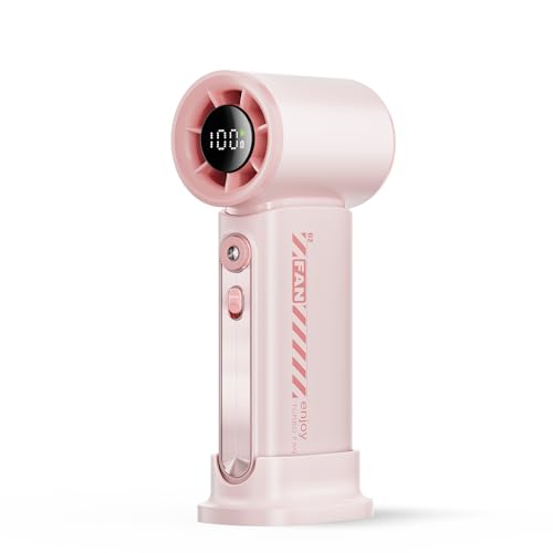 Koonie 19000 RPM High Speed Portable Handheld Fan,100 Speeds Mini Turbo Fan, 3600mAh, 12H Max Cooling Time, Digital Display, 5" Height, Rechargeable Hand Fan for Outdoor Indoor Pink - color: Pink
