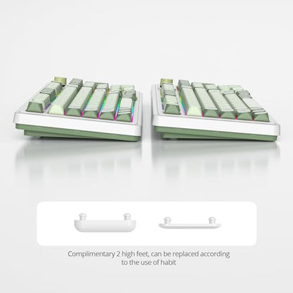 Fogruaden 96% Wireless Green Keyboard with Number Pad and Knob, Mechanical Feel, RGB Quiet Matcha Membrane Gaming Keyboard, Spill-Resistant, 3-Modes USB Rechargeable Silent Creamy Keyboard for Win/Mac - color: Matcha