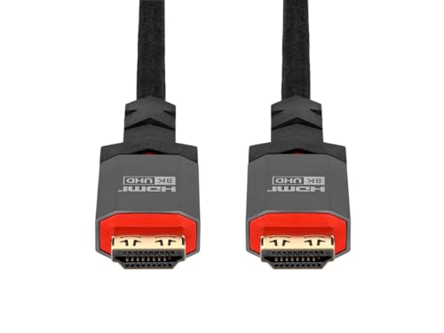 Monoprice 8K Certified Ultra High Speed HDMI Cable - 6 Feet - Black | Braided - HDMI 2.1, 8K@60Hz, 4k@120Hz, 48Gbps, HDR, VRR, CL3 in-Wall Rated - size: 6 Feet