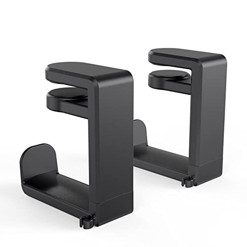 Rotating Headphone Stand - EURPMASK PC Gaming Headset Stand, Adjustable Clamp-on Headphone Holder, Headphone Hanger Hook Under Desk with 360 Degree Swivel&Cable Clip Organizer - Black, 2 Pack - color: Black_2 Pack