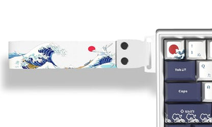 Womier Custom Keyboard Straps with Adhesive for Keyboard 60 65 75 100 Percent Kanagawa and Metal Snap Straps for Wooting 60he EPOMAKER Aula WIN60 YUNZII ATK68, etc Mechanical Gaming Key Board(White)