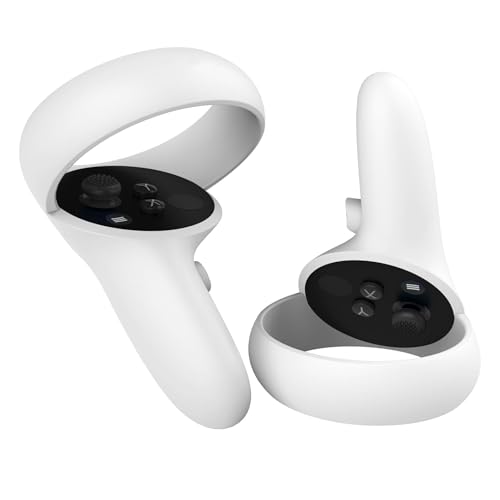 1 Pair New OEM Battery Cover for Oculus Quest 2 Left Right Controller, Replacement Part Charging Case Cover for Meta Quest 2 Controllers with Thumb Grips Caps