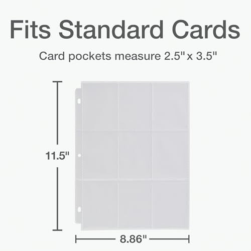 Oxford Poly Trading Card Sheets, Clear Double-Sided Card Sheets, Trading Card Sleeves, Card Sleeves for Binders, 100 PK, 2.5" x 3.5" Pockets (78780)