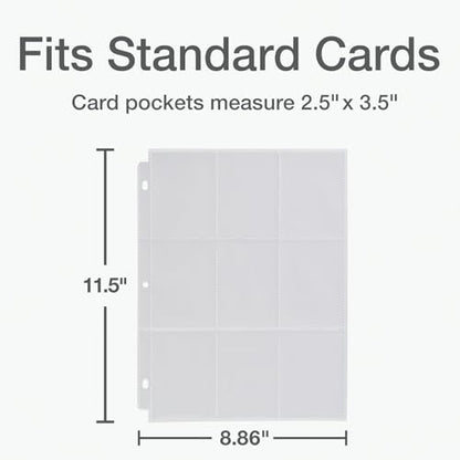 Oxford Poly Trading Card Sheets, Clear Double-Sided Card Sheets, Trading Card Sleeves, Card Sleeves for Binders, 100 PK, 2.5" x 3.5" Pockets (78780)