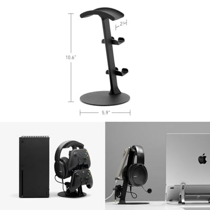 NSMO Hanger Headphone Stand, Controller Holder, Phone Dock, Height Adjustable Hooks, Desk Organizer for Headset/Controller/Switch/Phone