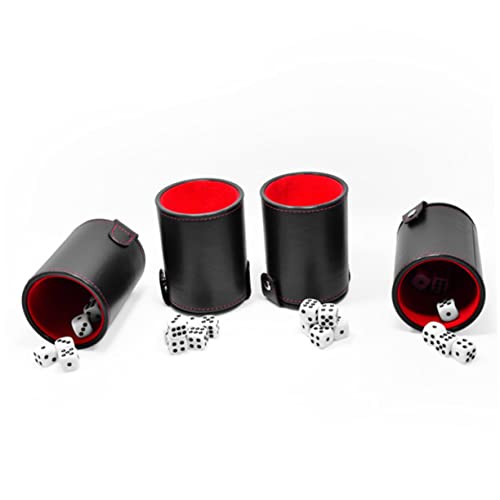 BESPORTBLE 1Set Portable PU Leather Dice Cup with Storage Compartment Includes Balanced Dice for Family Gatherings Bars and Tabletop Games