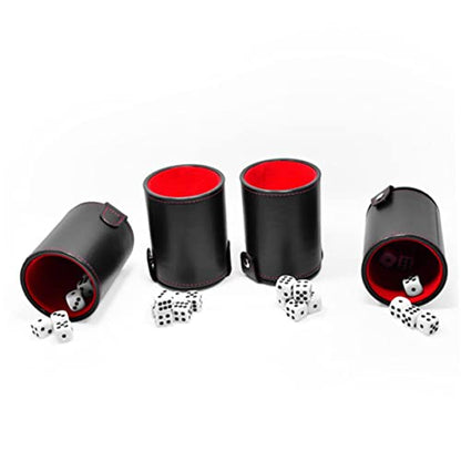 BESPORTBLE 1Set Portable PU Leather Dice Cup with Storage Compartment Includes Balanced Dice for Family Gatherings Bars and Tabletop Games