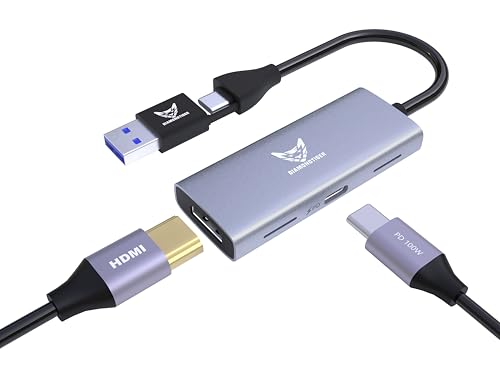 4K HDMI Video Capture Card with 100W PD, USB 3.0 & Type C | USB-A/C dual connectors,Pass-through charging for non-stop live streaming & low-latency gaming on Switch, PS5, PC - size: USB3.0 60Hz