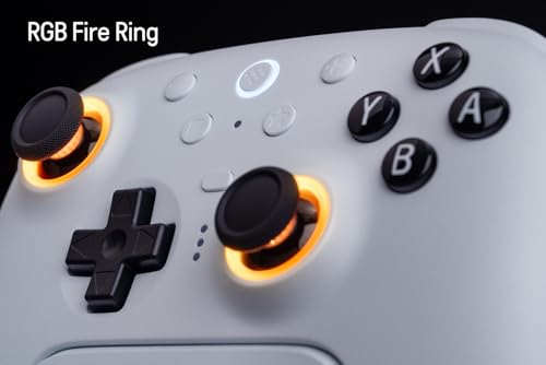 8Bitdo Ultimate 2 Bluetooth Controller with TMR Joysticks, Switchable Hall Effect/Tactile Triggers, Vibration, Motion Control, RGB Fire Ring and Back Buttons for Switch/Switch 2 & Windows PC - White - color: White, size: Ultimate 2 Bluetooth