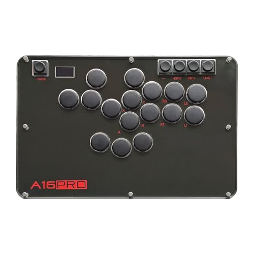 A16 PRO Arcade Stick 16Keys All-Button Gamerfinger with Turbo Functions & Custom RGB,Arcade Controller Street Fight for PC/Ps3/Ps4/Switch/Steam Game Keyboard-Supports Hot Swap & SOCD