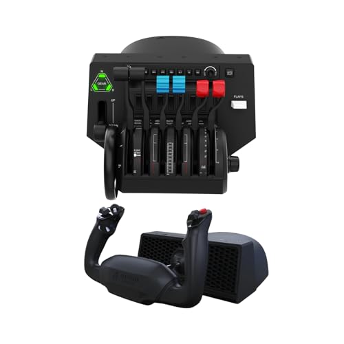 Honeycomb Alpha Flight Controls Lite and Bravo Throttle Quadrant (2 Items) | Alpha Lite 180 Degree Yoke, Bravo Lite 4 Interchangeable Levers, Trim Wheel, LED Gear Indicator, USB-C, Pc and Mac