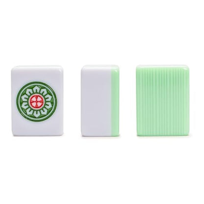 YMI Chinese Mahjong Set, “Celadon Willow” - 146 Tiles | 146 medium tiles, dice, and wind indicator in a compact celadon green vinyl case. Built for traditional Chinese-style play. - color: Celadon Green