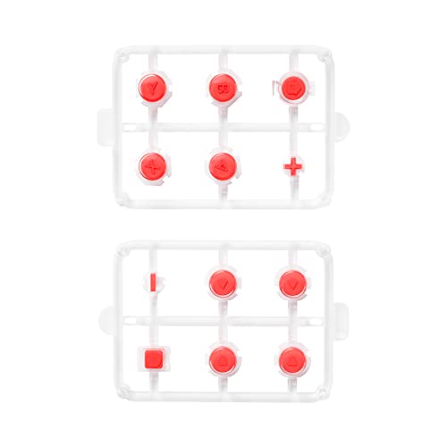 eXtremeRate Replacement Two-Tone Jelly Buttons for JoyCon, Red & Clear with Symbols Custom Controller ABXY Direction Home Capture + - Keys, DIY Action Face Buttons for Nintendo Switch & Switch OLED - color: Red & Clear