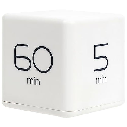 mooas Cube Timer, Flip, Block, Productivity, Time Management (White) | 5/15/30/60 Min Countdown Timer, Battery Operated, 2-Level Alarm Vol, Easy to Use, ADHD, Exercise, Study, Cooking - color: White
