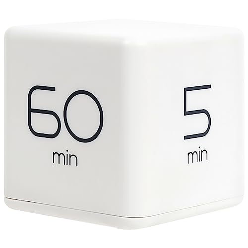 mooas Cube Timer, Flip, Block, Productivity, Time Management (White) | 5/15/30/60 Min Countdown Timer, Battery Operated, 2-Level Alarm Vol, Easy to Use, ADHD, Exercise, Study, Cooking - color: White