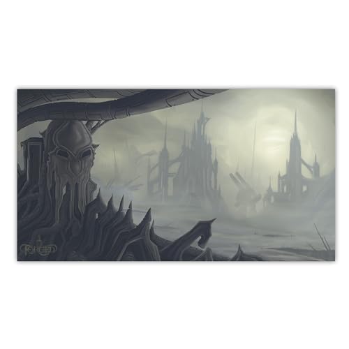 Forged Dice Co. Dice Tray 14" - Reversible Dice Rolling Mat - Compatible with Board Games and Tabletop RPGs Like Dungeons and Dragons Pathfinder Roleplaying Games - The Outlands - color: Black Tray W/ the Outlands Mat