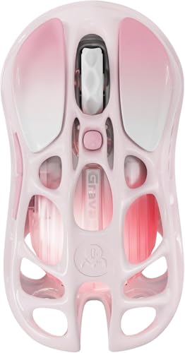 GravaStar Mercury M1 Pro Wireless Gaming Mouse, Lightweight Magnesium Alloy, 26,000 DPI, PAW3395DM Sensor, 5 Programmable Buttons, Support Wired/2.4GHz/BT, Up to 200 Hours Battery Life (Gradient Pink) - color: Gradient Pink