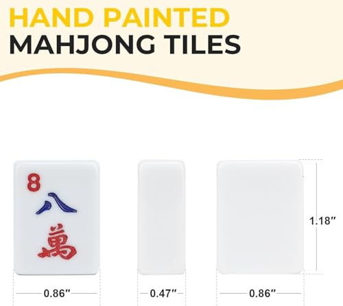 Suncle American Mahjong Tile Set,166 White Tiles Mahjong Set, 4 All-in-One Rack/Pushers,Travel Mahjong Set with Flower Carrying Bag - color: Blue White