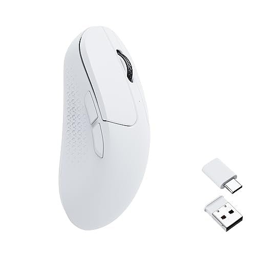 Keychron M3 Mini Wireless Optical Mouse, Bluetooth 5.1/2.4 GHz/Wired Gaming Mouse, Programmable PixArt 3395 Sensor with up to 26,000 DPI/ 650 IPS, Lightweight Ergonomic for Windows Mac Linux - White - color: White, style: PixArt 3395 (1K Polling Rate)