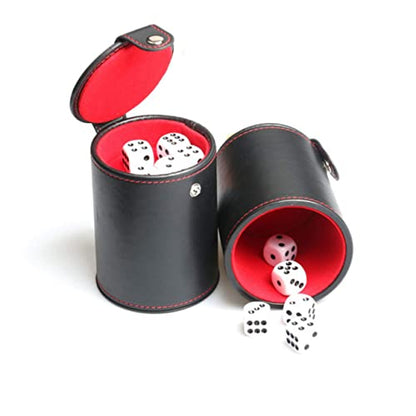 Vaguelly PU Leather Double-Layer Dice Cup Set Dices for Bar Games Portable Dice Storage Container for Game Evenings and KTV Parties