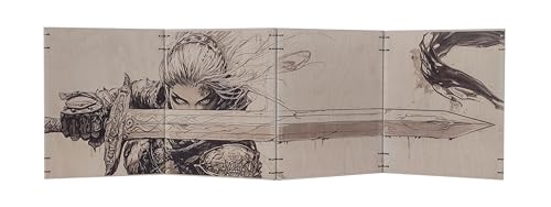 Wooden Dungeon Master Screen, 4-Panel Magnetic Engraved DM Screen, 11.25x35 inches (Warrior Woman) - style: Warrior Woman