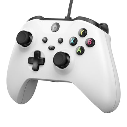 GMVOX Wired Controller for X-BOX ONE/PC, Gamepad with 3.5mm Audio Jack&Dual Vibration, Support Turbo Function, Compatible with X-BOX One/One S/X, X-BOX Series S/X, PC (White) - color: white