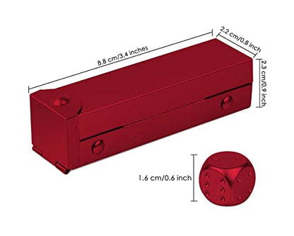DS.DISTINCTIVE STYLE Aluminum Alloy Dice 5 Pieces 16mm Portable Metal Dices with Case 6 Sided Dice for Party Game - color: Red, style: Rectangle