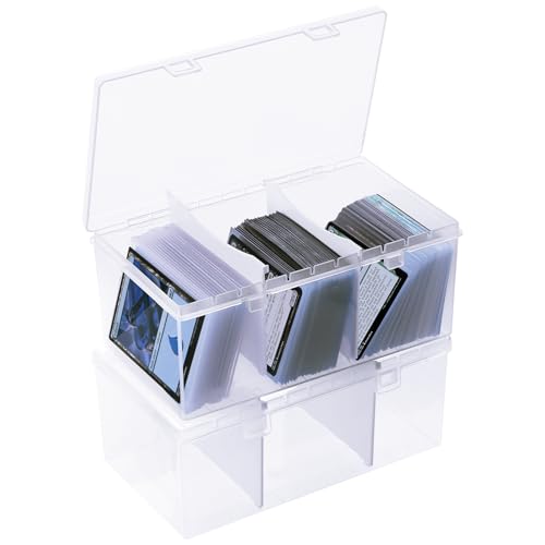 CDBXPRG Toploader Storage Box for 100 + 3" x 4" 35pt Rigid Card,Trading Card Storage Box with Dividers for 500+ Baseball Card Case,Playing Card Case for MTG, Sport Cards,Game Cards 2 PACK - style: 2 Pack