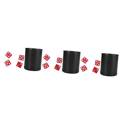 ibasenice 3pcs Dice Game Box Dice Cup Pu Leather Storage Cups Entertainment Games Toy - color: Black+redx3pcs, size: 8X9.2CMx3pcs