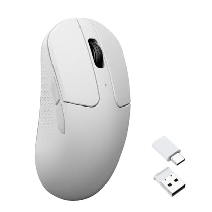 Keychron M3 Mini Wireless Optical Mouse, Bluetooth 5.2/2.4 GHz/Wired Gaming Mouse, Programmable PixArt 3311 Sensor with up to 12,000 DPI/ 300 IPS, Lightweight Ergonomic for Windows Mac Linux - White - color: White, style: PixArt 3311 (1K Polling Rate)