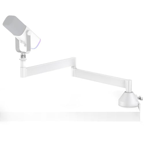 InnoGear Mic Stand Desk 360° Rotatable Low Profile Mic Boom Arm, White | Desk Mount, Easy to Adjust, Padded Clamp, Work with Blue Snowball, No Pop Filter, Hold Heavy Microphones, For Blue Yeti - color: White, style: 2-Axis Arm