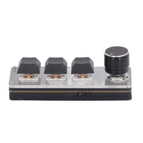 VINGVO Macro Keyboard, Programmable Mini Keyboard 3 Key USB 2.4G Programmable Keypad Customisable Knob with Mode Connection for Office Work, Gaming, Media