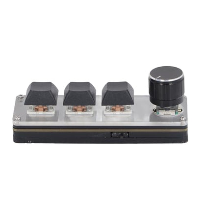 VINGVO Macro Keyboard, Programmable Mini Keyboard 3 Key USB 2.4G Programmable Keypad Customisable Knob with Mode Connection for Office Work, Gaming, Media