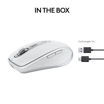 Logitech MX Anywhere 3S Compact Wireless Mouse, Fast Scrolling, 8K DPI Any-Surface Tracking, Quiet Clicks, Programmable Buttons, USB C, Bluetooth, Windows PC, Linux, Chrome, Mac - Pale Grey - color: Pale Grey, style: USB-C Charge