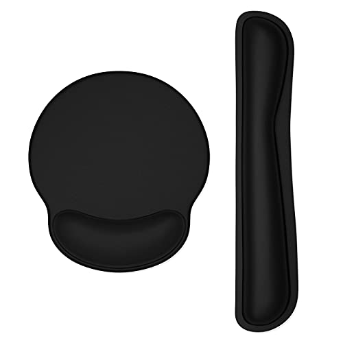 Dapesuom Keyboard Wrist Rest and Mouse Pad with Wrist Support, Memory Foam Cushion for Keyboard and Mouse Set, Ergonomic Desktop Pad Rests with Non Slip Base for Easy Typing & Pain Relief, Jet Black - color: A-jet Black