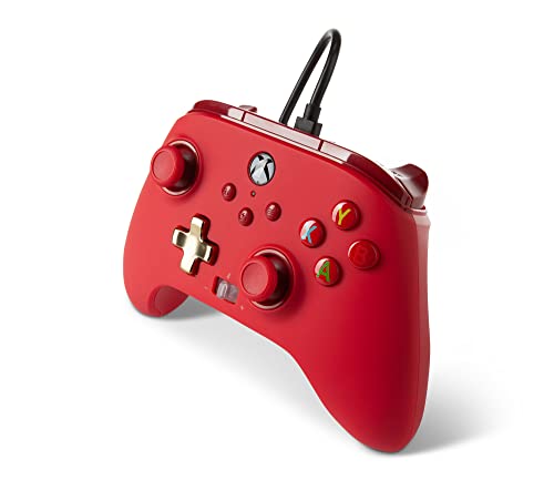 PowerA Enhanced Wired Controller for Xbox Series X|S - Red, Detachable 10ft USB Cable, Mappable Buttons and Rumble Motors, Officially Licensed for Xbox - color: Red