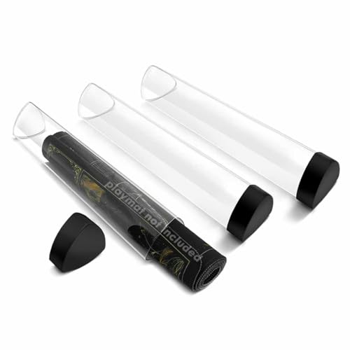 FROGIGO Playmat Tube Prism-Shaped for TCG Playmats - Non-Slip Play Mat Holder with Easy in/Out & Anti-Roll Design, Durable Mat Storage Case (3 Pcs, Black Cap) - color: 3 Pcs
