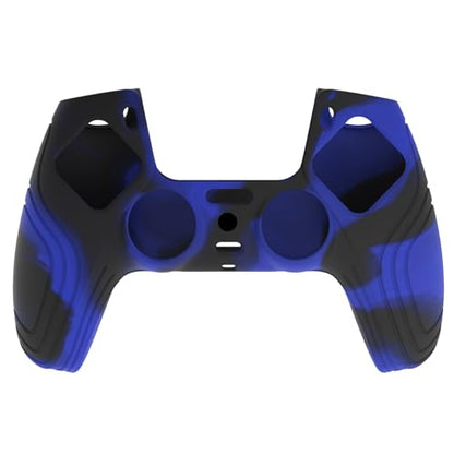 eXtremeRate PlayVital Samurai Edition Anti-Slip Controller Silicone Skin for ps5, Ergonomic Rubber Protective Case for ps5 Controller with Thumb Stick Caps - Blue & Black - color: Blue & Black